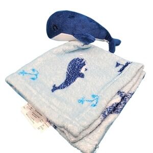 Manhattan Kids 14"x14" Blue Whale Plush Lovey Baby Security Blanket